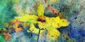 Obraz żółty kwiat z nutą vintage