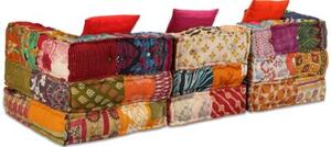 Puf moduÅowy, 3-osobowy, patchwork, tkanina