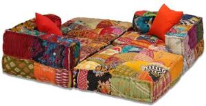 Puf moduÅowy, 3-osobowy, patchwork, tkanina