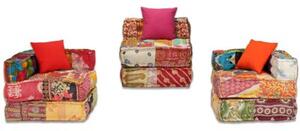 Puf moduÅowy, 3-osobowy, patchwork, tkanina