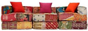Puf moduÅowy, 3-osobowy, patchwork, tkanina