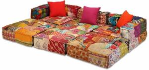 Puf moduÅowy, 3-osobowy, patchwork, tkanina