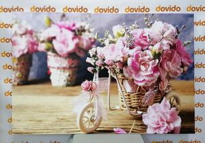 Obraz romantyczny różowy goździk w stylu vintage