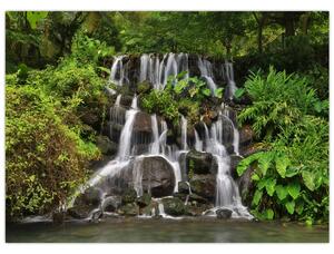 Obraz wodospadów w tropikalnym lesie (70x50 cm)