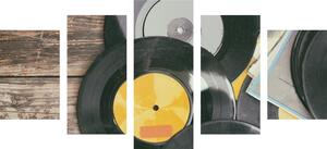 5-częściowy obraz stare płyty gramofonowe