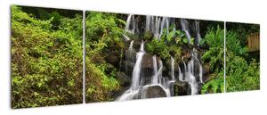 Obraz wodospadów w tropikalnym lesie (170x50 cm)