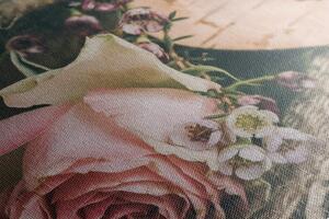 Obraz róża i serce w stylu vintage