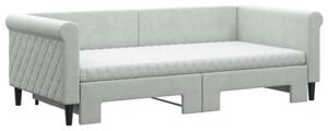 Sofa rozsuwana z materacami, jasnoszara, 90x190 cm, aksamit