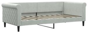 Sofa rozsuwana z materacami, jasnoszara, 90x190 cm, aksamit