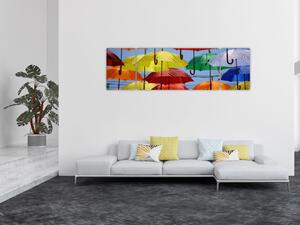 Obraz kolorowych parasoli (170x50 cm)