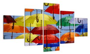 Obraz kolorowych parasoli (125x70 cm)