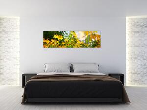 Obraz żółtych kwiatów (170x50 cm)