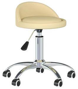Obrotowe krzesło biurowe, kremowe, obite sztuczną skórą