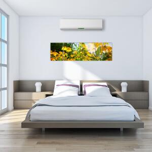 Obraz żółtych kwiatów (170x50 cm)