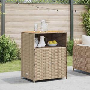 Nowoczesna szafka rattanowa z drewnianym blatem 70x50x87 cm beÅ¼owa