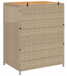 Nowoczesna szafka rattanowa z drewnianym blatem 70x50x87 cm beÅ¼owa