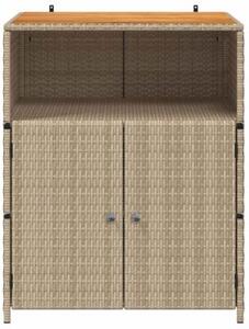 Nowoczesna szafka rattanowa z drewnianym blatem 70x50x87 cm beÅ¼owa