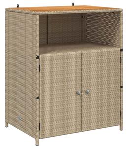 Nowoczesna szafka rattanowa z drewnianym blatem 70x50x87 cm beÅ¼owa