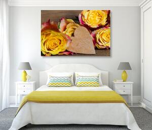Obraz walentynkowe żółte róże