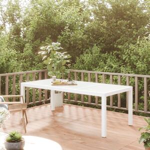 Stół ogrodowy, biały, 190x90x75 cm, szkło hartowane i rattan PE