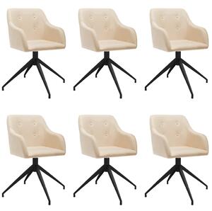 Obrotowe krzesła stołowe, 6 szt., kremowe, obite tkaniną