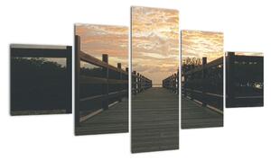Obraz drewnianego pomostu nad jeziorem (125x70 cm)
