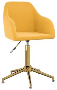 Obrotowe krzesło stołowe, żółte, tapicerowane aksamitem