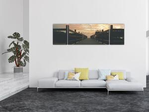 Obraz drewnianego pomostu nad jeziorem (170x50 cm)