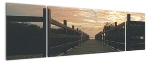 Obraz drewnianego pomostu nad jeziorem (170x50 cm)