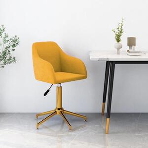 Obrotowe krzesło stołowe, żółte, tapicerowane aksamitem