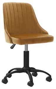 Obrotowe krzesło biurowe, brązowe, obite aksamitem