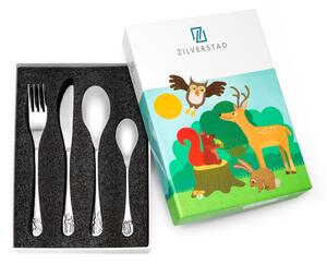 Sztućce dla dzieci ze stali nierdzewnej w kolorze srebra 4 szt. Forest Animals – Zilverstad