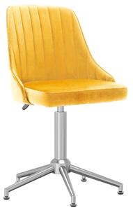 Obrotowe krzesło biurowe, żółte, tapicerowane aksamitem