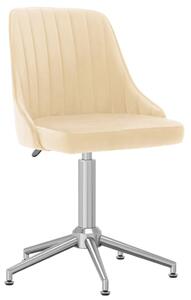 Obrotowe krzesło biurowe, kremowe, tapicerowane aksamitem