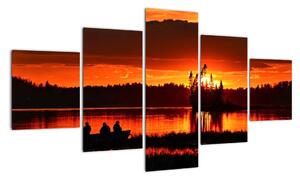 Obraz - Rybacy na jeziorze (125x70 cm)