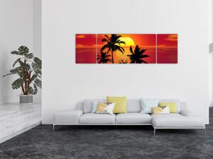 Obraz sylwetki wyspy z palmami (170x50 cm)