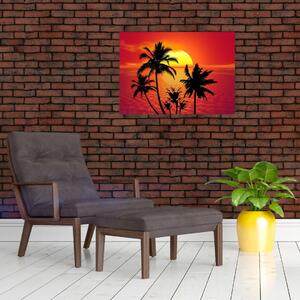 Obraz sylwetki wyspy z palmami (70x50 cm)