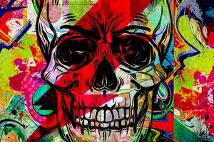 Obraz czaszka w graffiti design
