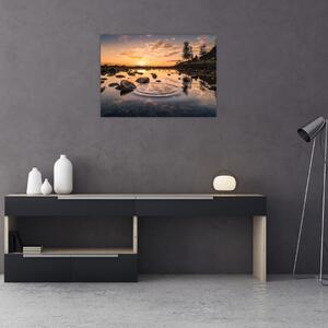 Obraz - Zachód słońca nad jeziorem (70x50 cm)
