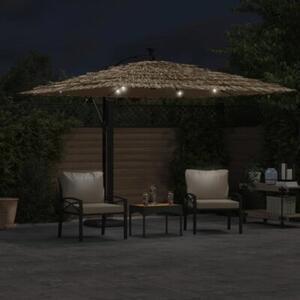 Parasol ogrodowy z LED, stalowy słupek, brązowy, 290x290x238 cm