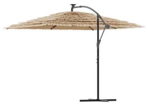 Parasol ogrodowy z LED, stalowy słupek, brązowy, 290x290x238 cm