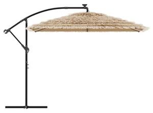 Parasol ogrodowy z LED, stalowy słupek, brązowy, 290x290x238 cm
