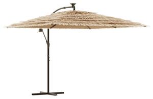 Parasol ogrodowy z LED, stalowy słupek, brązowy, 290x290x238 cm