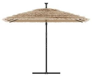 Parasol ogrodowy z LED, stalowy słupek, brązowy, 290x290x238 cm