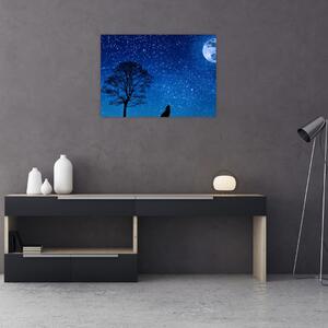 Obraz wilka wyjącego do księżyca (70x50 cm)
