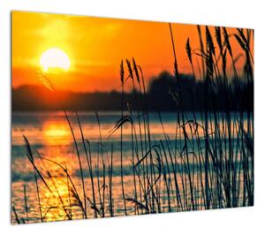 Obraz - Zachód słońca nad jeziorem (70x50 cm)