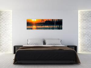 Obraz - Zachód słońca nad jeziorem (170x50 cm)