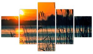 Obraz - Zachód słońca nad jeziorem (125x70 cm)