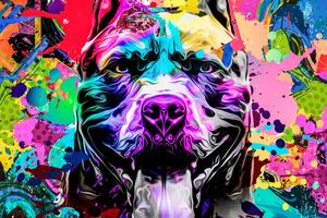 Obraz jaskrawo kolorowa ilustracja przedstawiająca psa