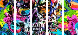 5-częściowy obraz kolorowa artystyczna czaszka